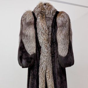 Two-Tone Full Length Mink and Fox Fur Coat